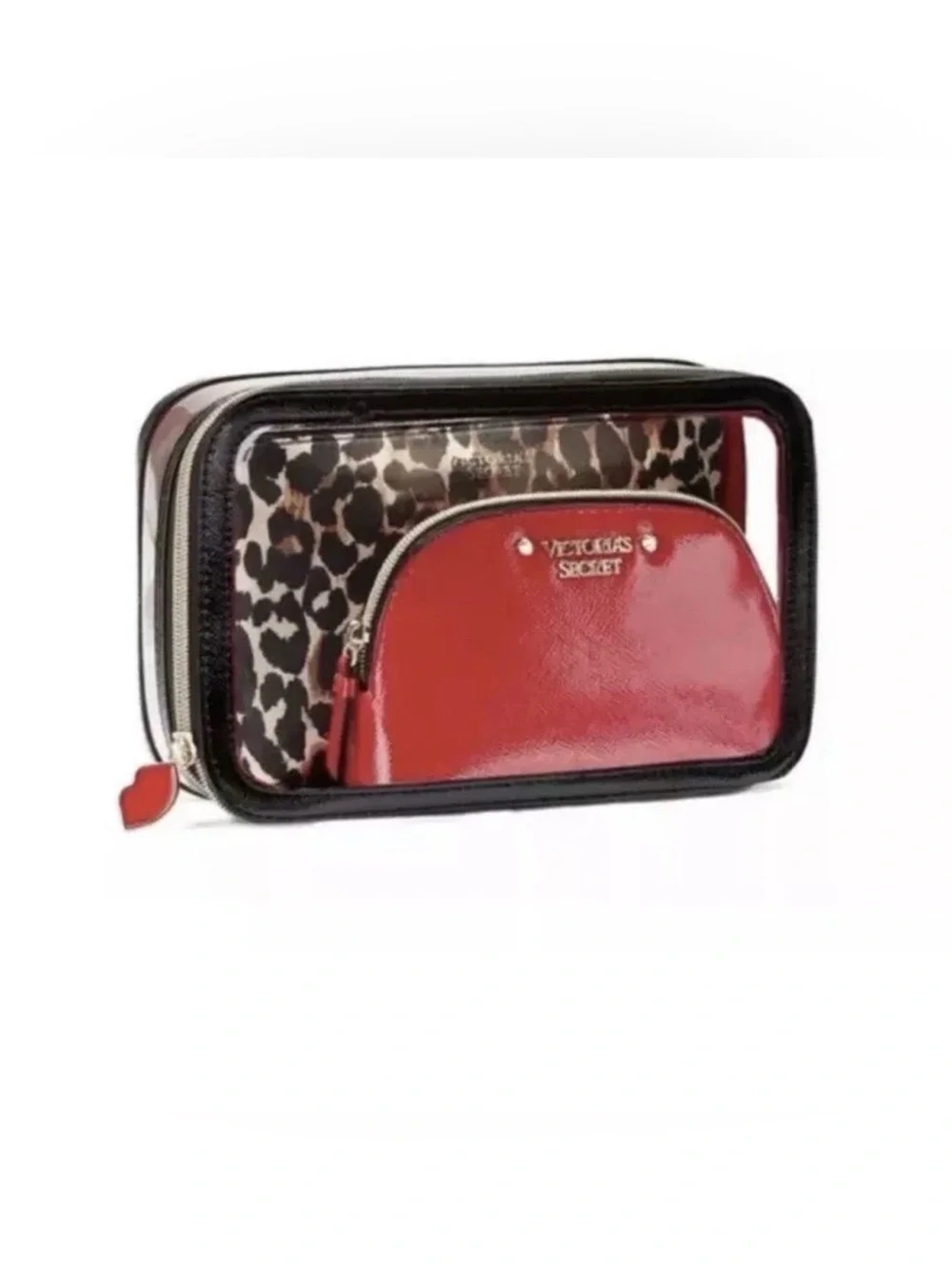 Victoria's Secret Leopard Backstage Nested Trio Beauty Bag